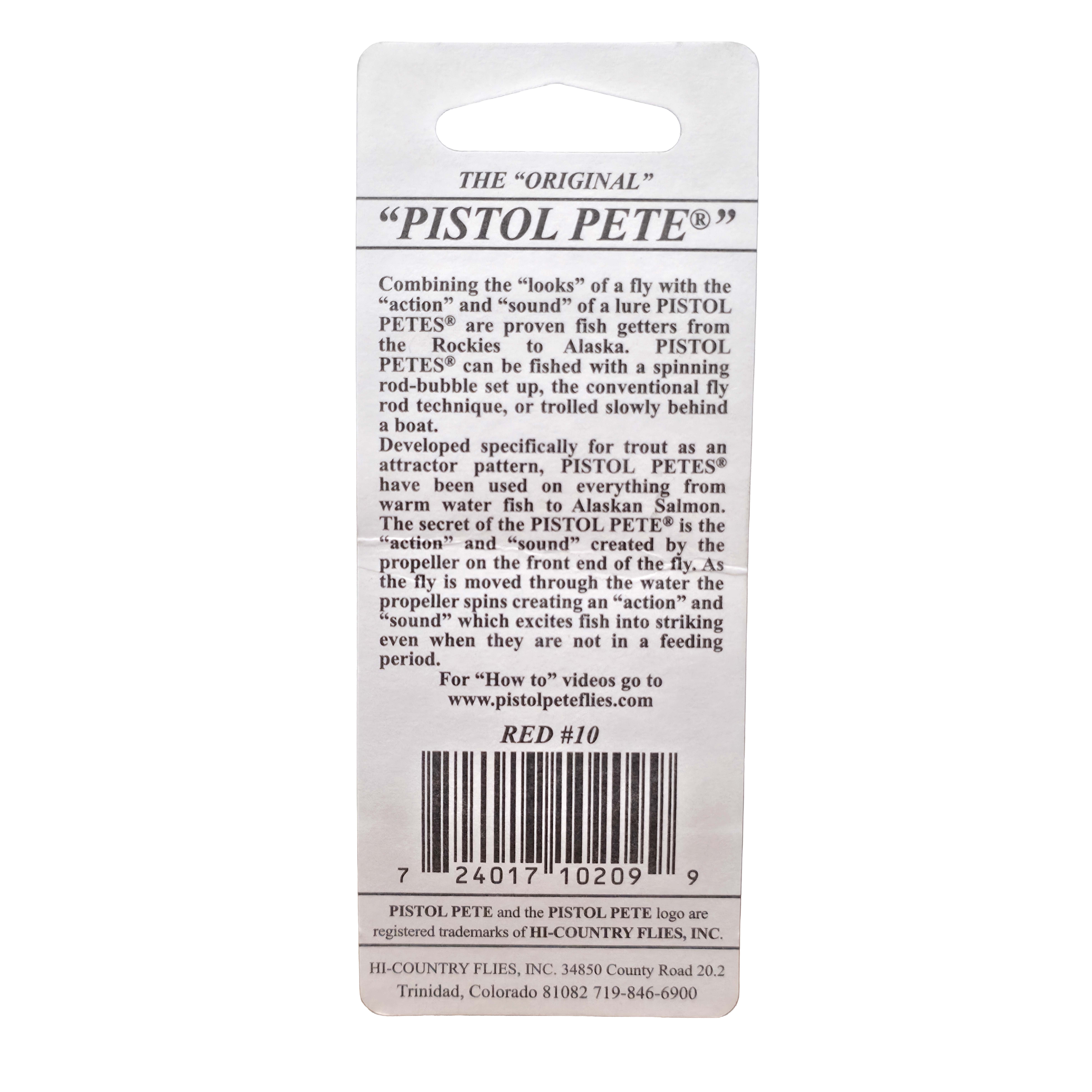 Pistol Pete Spinner Fly Fishing Lures for Trout, Size 10, 2-Pack