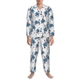 thumbnail image 3 of Picia Lilies Flowers Pattern Men’s Long-Sleeve Sleepwear Set - Soft 2-Piece Loungewear with Pockets, Comfy PJs for Relaxing Nights-XX-Large, 3 of 7