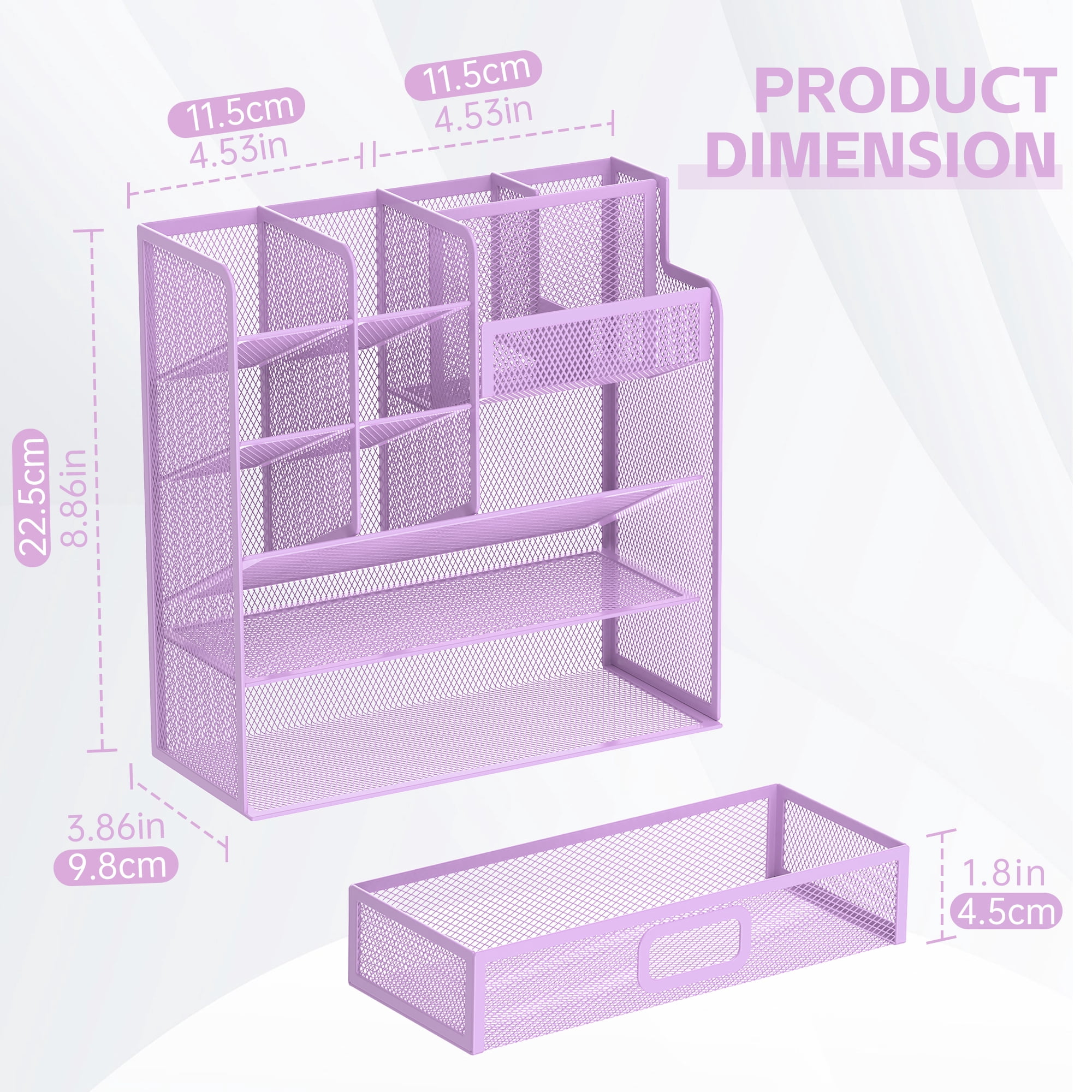 Sharkwoods Desktop Storage Rack, Multifunctional Stationery Storage Box, Office Storage Supplies, Separated Storage, Desk Organizers and Accessories for Office