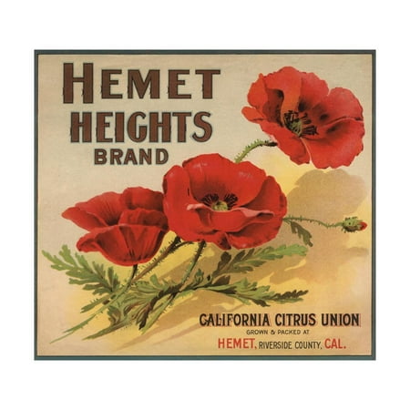 International Imports Citrus Heights Hemet Heights Brand - Hemet, California - Citrus Crate Label Print Wall Art By Lantern Press ()