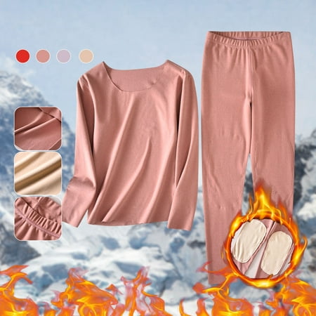 

Cold Weather 2 Piece Base Layer Thermal Underwear Set For Women Long Pajama Suit Warm Pajamas