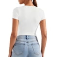 thumbnail image 2 of DuoJiaJ Womens Short Sleeve Top, V Neck Slim Fit Yoga Athletic Tee White M, 2 of 6