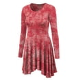 thumbnail image 2 of MBJ WT1151 Womens Tie-Dye Long Sleeve Curved Empire Line Draped Tunic Top XL CORAL, 2 of 3