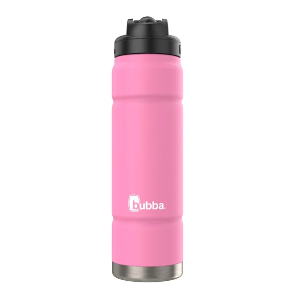 bubba Trailblazer Stainless Steel Water Bottle with Straw Lid, 24 oz (709 mL), Vacuum-Insulated, Azalea