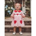 thumbnail image 4 of BemeyourBBs Toddler Baby Girl Valentines Day Red Dress Outfit Bow Heart Letter Embroidery Doll Collar Long Sleeves A Line Spring Dress, 4 of 9