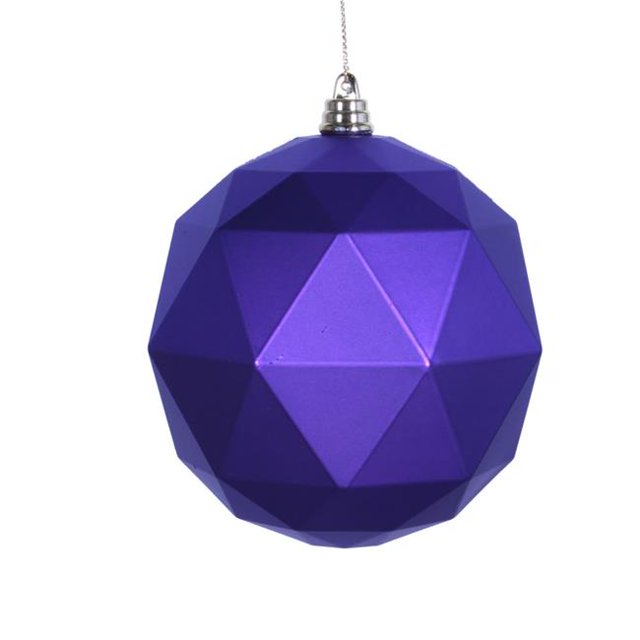 Vickerman M177466DM 6 in. Purple Matte Geometric Christmas Ornament Ball - 4 per Bag