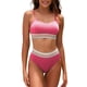 thumbnail image 1 of ZHAOCHENG AlvaQ Bikinis para mujer Conjunto de bikini de cintura alta Traje de baño de 2 piezas Traje de baño con tirantes finos y bloques de color, 1 of 5