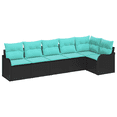 thumbnail image 2 of vidaXL 6 Piece Garden Sofa Set with Cushions Black Poly Rattan, 2 of 5