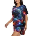 thumbnail image 2 of Goofa Outer Space Floating Numbers And Letters for Womens Cotton 2 Piece Pajamas Set Classic Short Sleeve Pjs Set Soft Button Down Sleepwear Loungewear-Small, 2 of 7