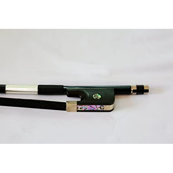 Vio Music#409 4/4 Carbon Fiber Bass Bow, Ebony Frog, French, Natural Black Horse Hair