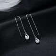 thumbnail image 4 of Solid 925 Sterling Silver CZ Droplet Chain Dangle Earrings for Women Teens Tassel Dangle Earrings Threader, 4 of 6