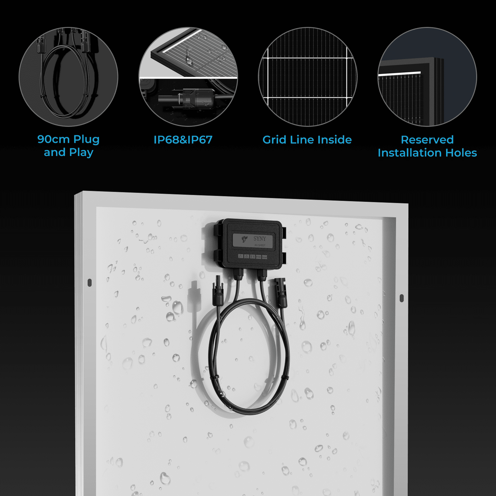 300 Watt Solar Panel 10BB N-Type 300w Solar Panels 25% High Efficiency Monocrystalline Busbar-Less Half-Cut Technology for RV Home Rooftop Power Station Off Grid Systems (300w Single Solar Panel)