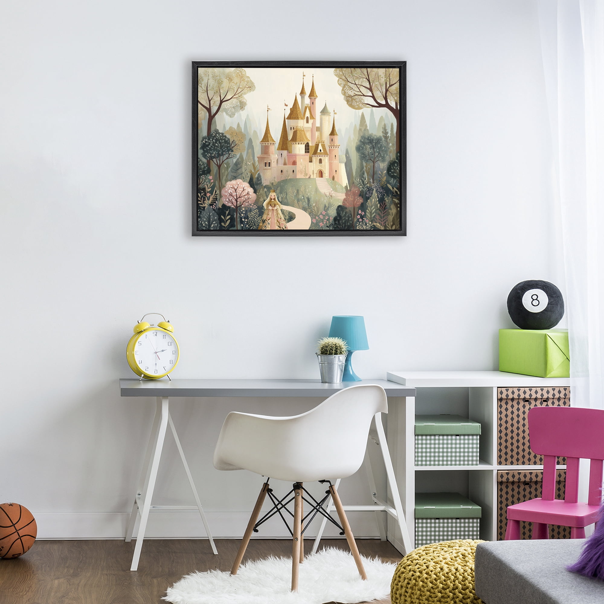 Stupell Industries Whimsical Castle Path Black Framed Floater Canvas Wall Art, design by Christine Simpson Art