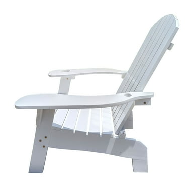Miekor Furniture Outdoor or indoor Wood Adirondack chair with an hole to hold umbrella on the arm ,white BS1329