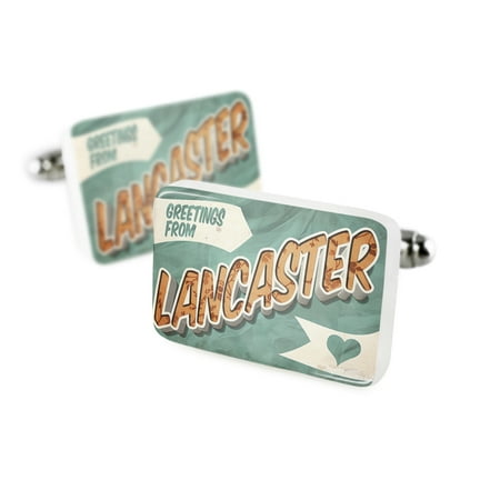 Lancaster Cufflinks - Cufflinks Greetings from Lancaster, Vintage PostcardPorcelain Ceramic NEONBLOND
