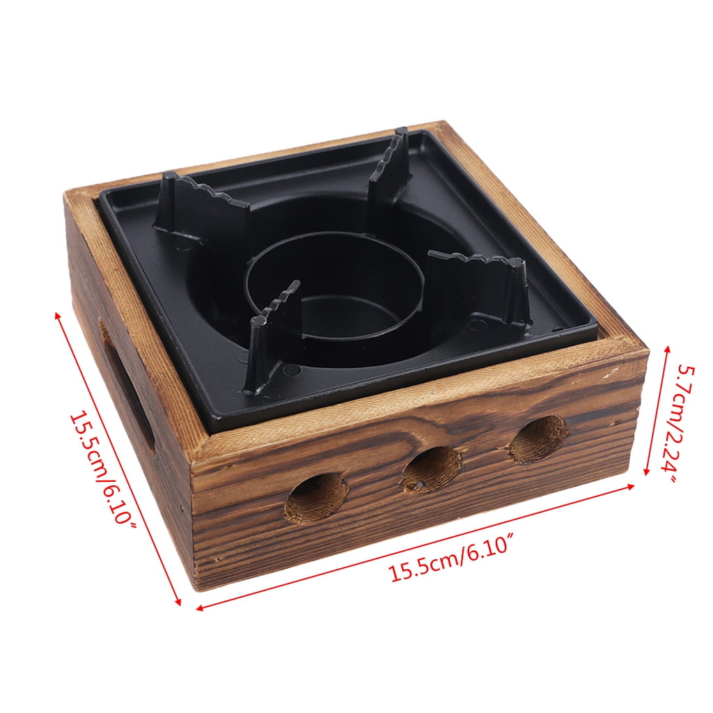 CIYISON Alcohol Stove Portable Square Commercial Solid Alcohol Stove Household Stove for Dry Stew Hot Pot Iron & Wooden Material