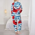 thumbnail image 6 of Goofa Red Funny Crab on Blue Stripe Printed Women’s 2 Piece Pajama Set Super,Pajamas Women's Long Sleeve Sleepwear Soft Button Down Loungewear Pjs Lounge Set Nightwear-Small, 6 of 9