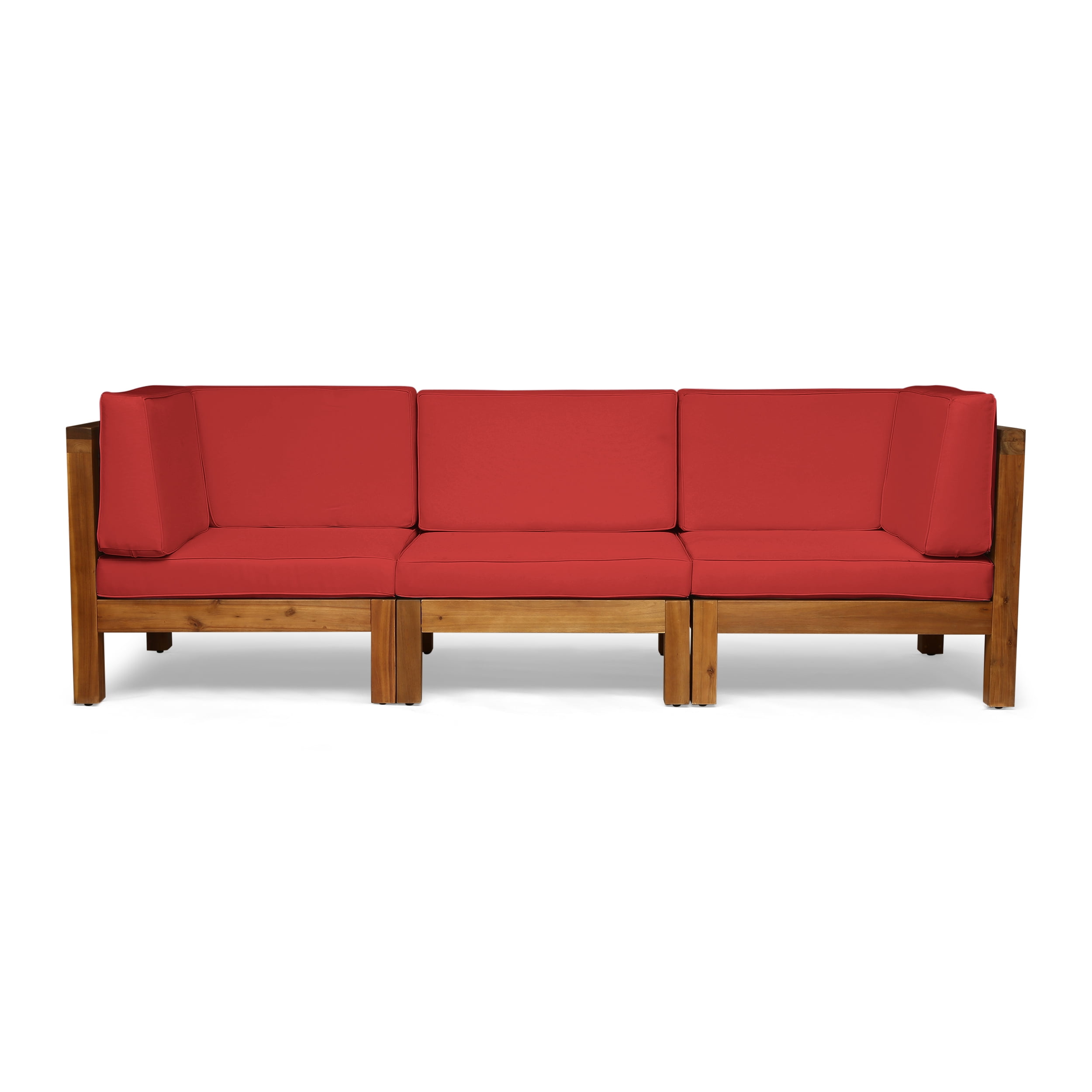 Cynthia Outdoor Modular Acacia Wood, Outdoor Wood Sofa With Cushions