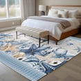 thumbnail image 5 of Ocean Starfish Washable Living Room Rugs 5'x8', Coastal Vintage Blue Sea Shell Seahorse Jellyfish Stripe Low Pile Throw Large Area Rug Non-Slip Sturdy Edge Binding Carpet for Living Room Kitchen, 5 of 9