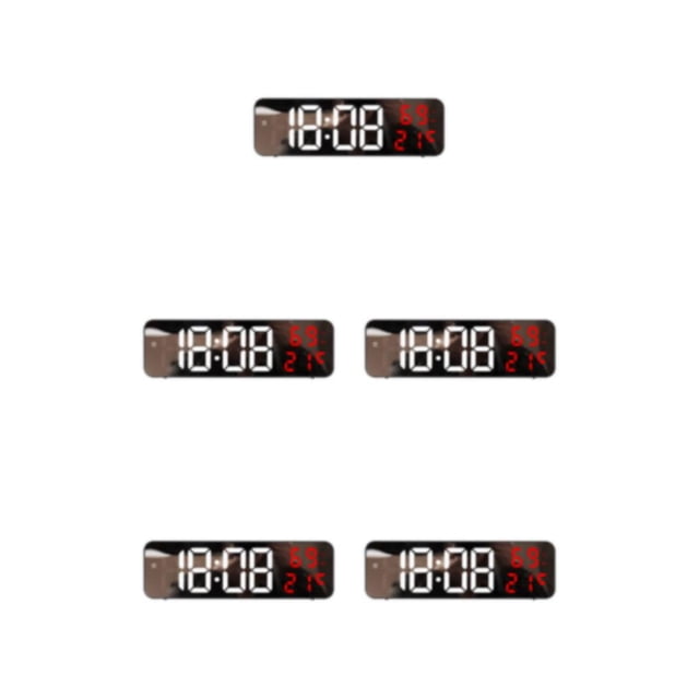 Thinsony 1/2/3/5 Gym Timer 15 Large Clock - Modern Style High-end Texture USB Charging Date Time Temperature Humidity Powered By Battery Black+White+Red 5PCS