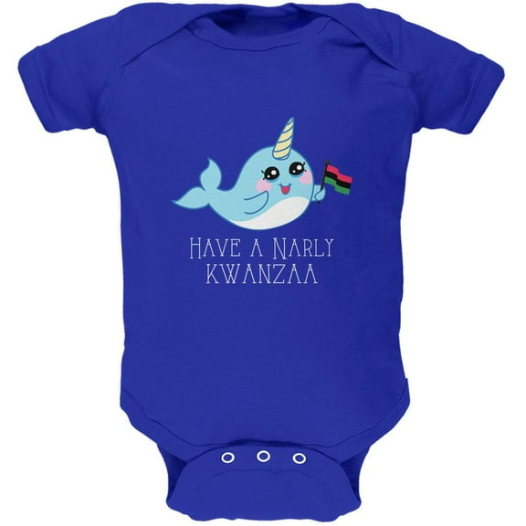 Narwhal Have a Narly Gnarly Kwanzaa Soft Baby One Piece Royal 18-24 M