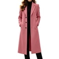thumbnail image 2 of LEKWK Long Winter Coats for Women Button Down Notched Lapel Overcoat formal Dressy Business Casual Trench Jacket Warm Outwear Pink XL, 2 of 9