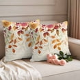 thumbnail image 2 of Autumn Leaves Outdoor Waterproof Pillow Covers, Thanksgiving Retro Eucalyptus Flowers Decorative Square Throw Pillowcase Sofa Cushion Sham for Patio/Couch/Chair, 24"x24" 2 Pack, 2 of 8