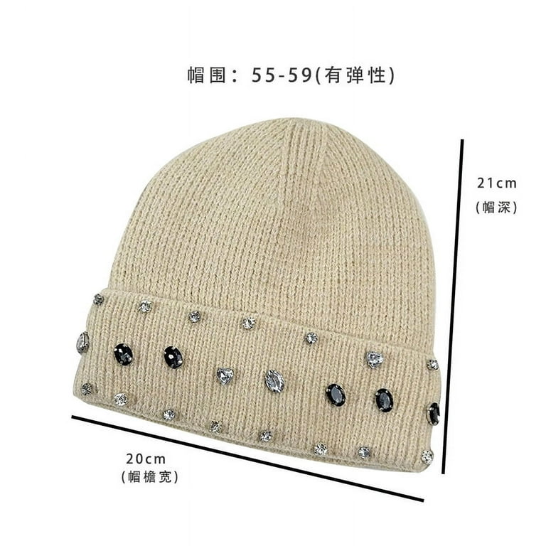 Rhinestone Beanie Soft Warm Winter Skully Hat (FreeSize, Off 
