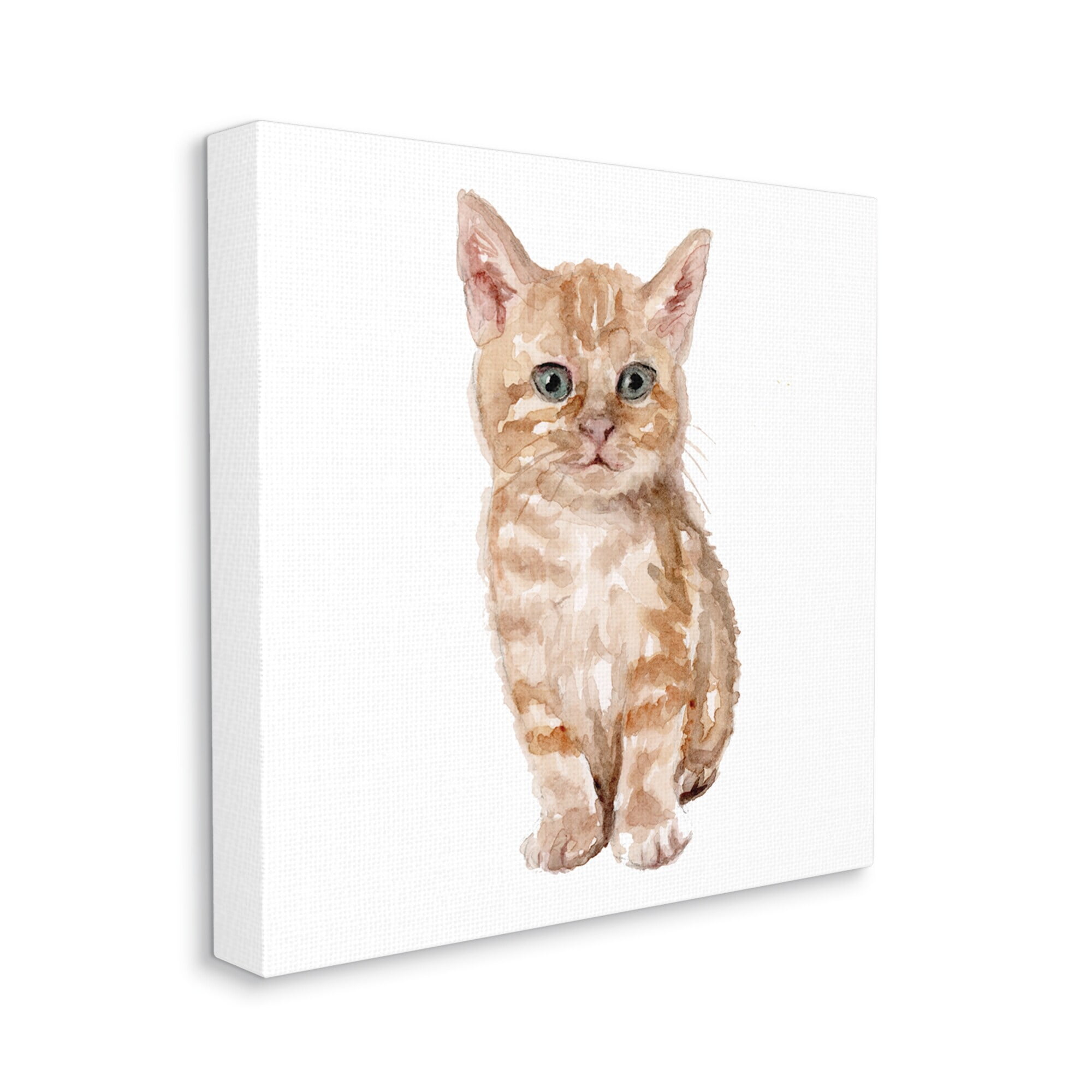 Stupell Industries Tabby Cat Kitten Watercolor Portrait Nursery Animal, 24 x 24,Design by Fox Hollow Studios