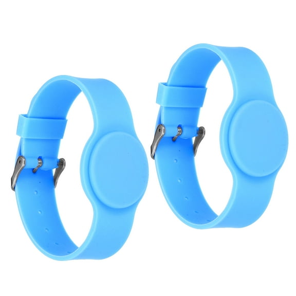 Uxcell RFID Silicone Wristbands 2 Pack 13.56MHZ Smart IC Card Bracelet Waterproof ID Wrist Bands Access Control Ice Blue