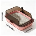 thumbnail image 3 of Semi Enclosed Cat Litter Box High Wall Kitten Litter Pan with Scoop Spacious Cat Toilet Low Entry Kitty Litter Tray Pink Plastic, 3 of 7
