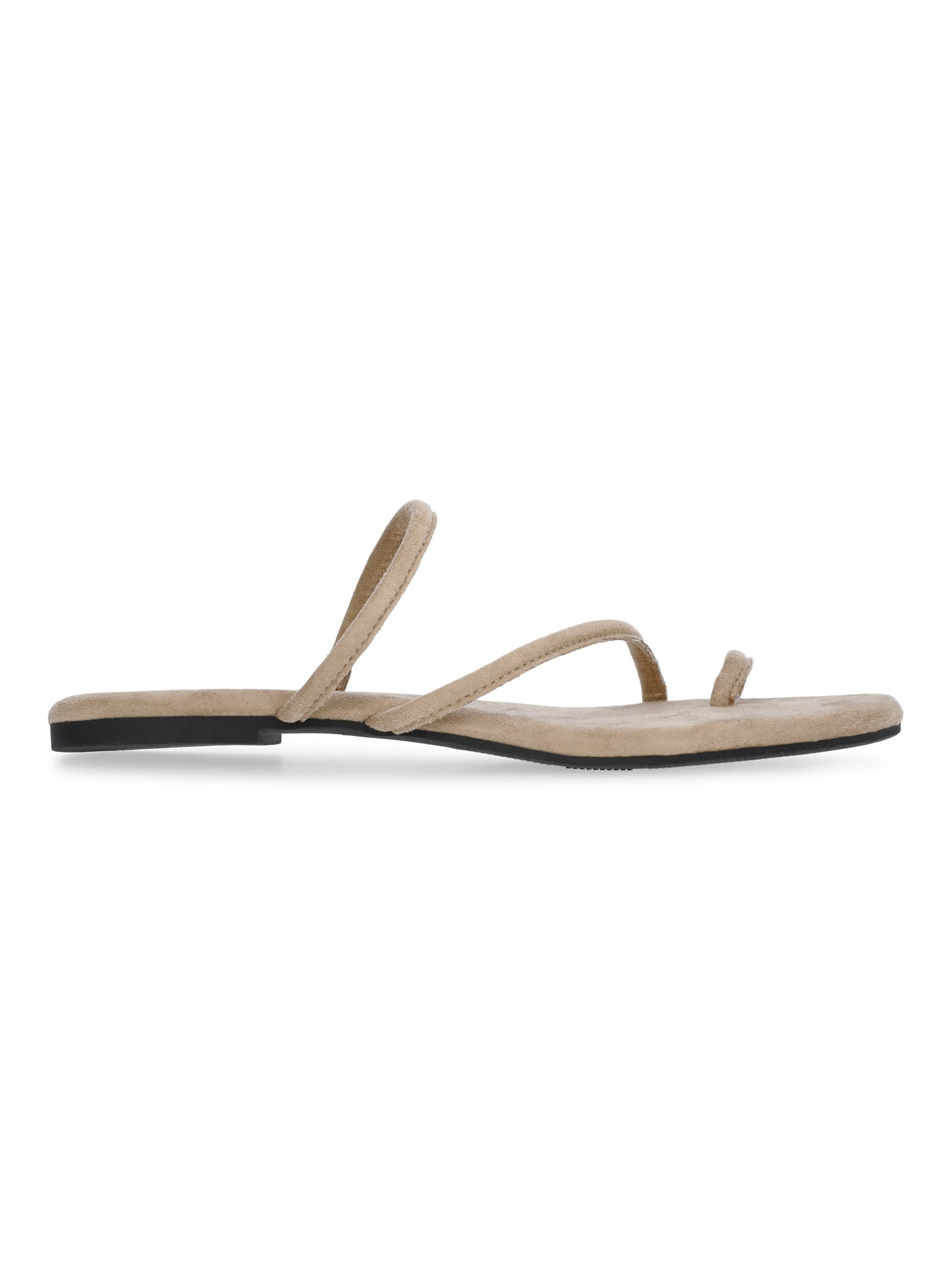 Time and Tru Women's Faux Suede Barely There Toe Loop Sandals