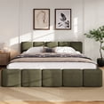 thumbnail image 1 of Noble House King Size Platform Bed, Linen Thickened headboard, Green, 1 of 3