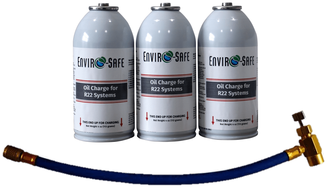 Envirosafe Oil Charge for R22, R22, R22a systems, 3 cans & Hose