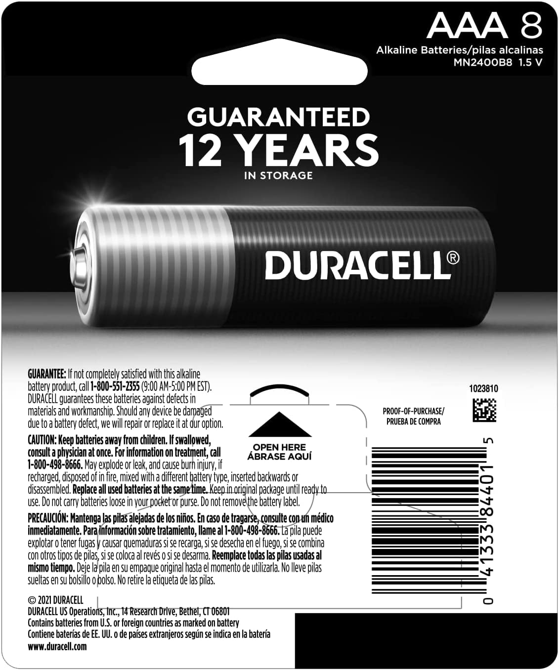 Duracell CopperTop Alkaline Batteries, AAA, 8/PK, 40 PK/Carton -DURMN2400B8ZCT