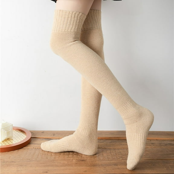 Tittly Thigh High Stockings Stockings for Women 2 Pairs Of Wool Stockings Over The Knee Thickened Winter Woolen Warm Stockings Woolen Coil High Stockings Socks for Women Slouch Socks G One Size
