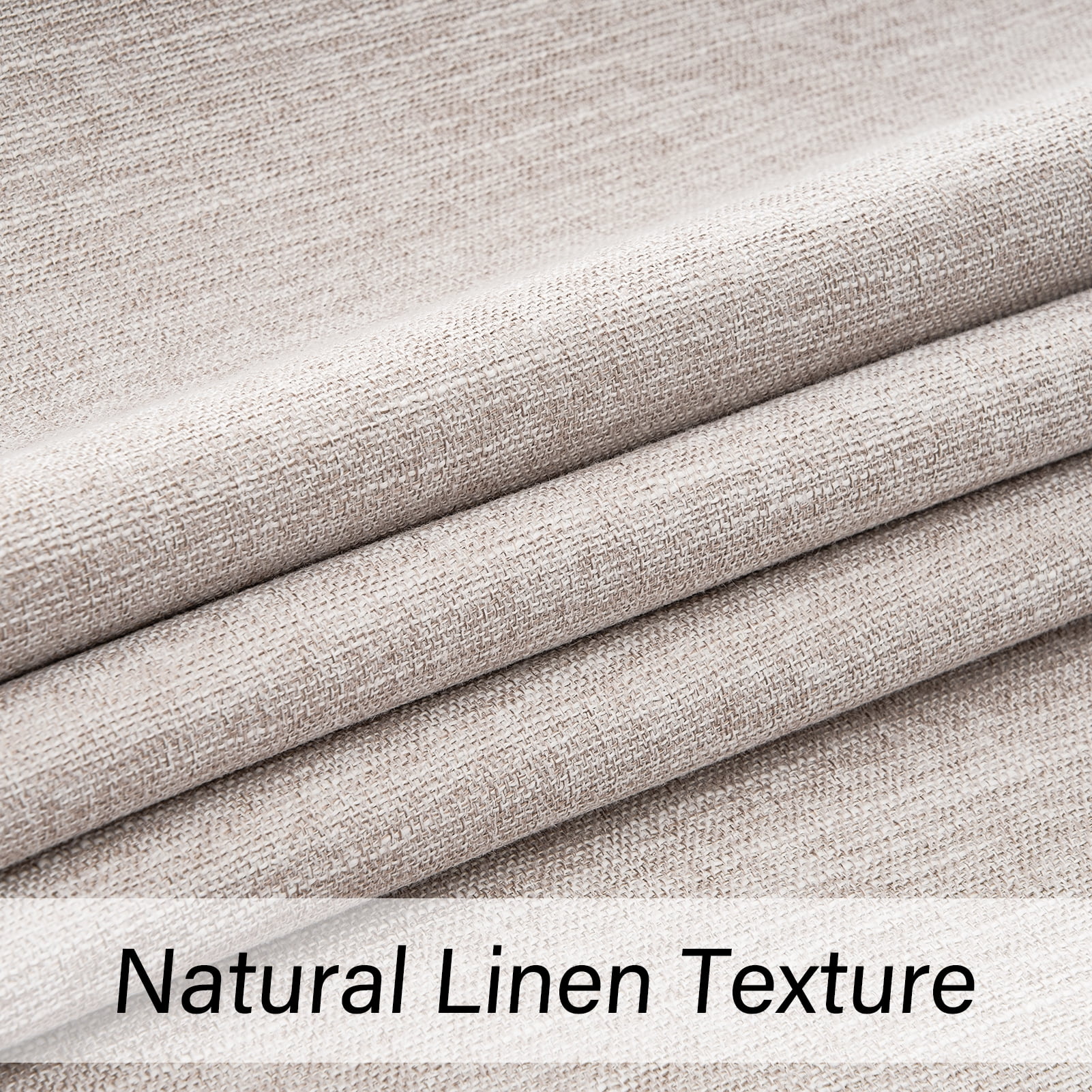 Top Finel Grommet Top Blackout Curtains, Linen, 52" x 90", 2 Panels