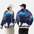 thumbnail image 3 of KLL Moonlit Blue Wolf Print Men's Women’s UPF 50+ Sun Protection Outdoor Hoodie Jacket Long Sleeve Fishing Hiking Performance Shirt-Medium, 3 of 6