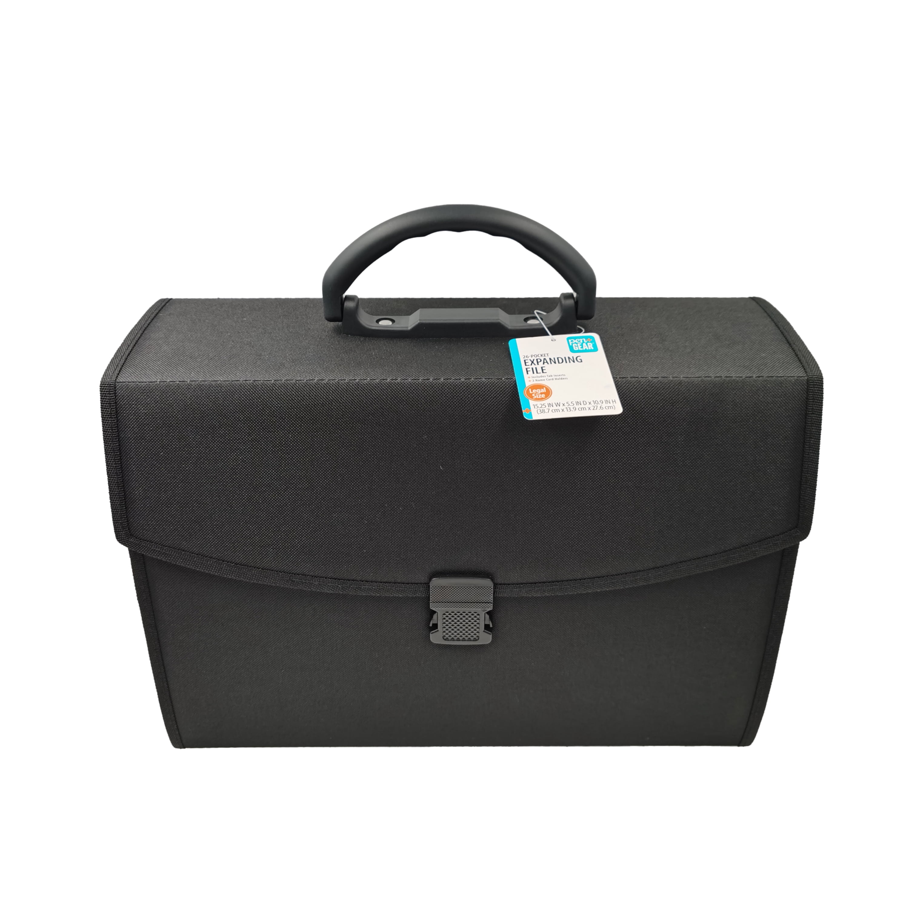 Pen+Gear Expanding File Organizer, Black Fabric, 26 Pockets and Top Handle