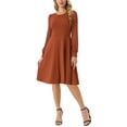 thumbnail image 1 of INSPIRE CHIC Vestidos de Manga Larga para Mujeres Cuello Redondo Elegante Cóctel Fiesta Trabajo Longitud de la Rodilla S Caramelo, 1 of 6