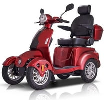 Scooter Secure 4-Wheel Mobility Scooter with Charger, Basket & Cup Holder, Red,