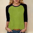 thumbnail image 2 of Towmus Womens Plus Size Tops 3/4 Sleeve Crew Neck Casual Tunic Tops Patch Color Dressy Blouses Summer Shirts, 2 of 6