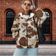 thumbnail image 2 of Uorisanigo Brown Cow Print Womens Oversized Hoodies Sweatshirts Comfortable Long Sleeve Pocket Drop Shoulder Sweatshirt Lightweight Slight Stretch Winter Clothing Outfits Size 3XL, 2 of 7
