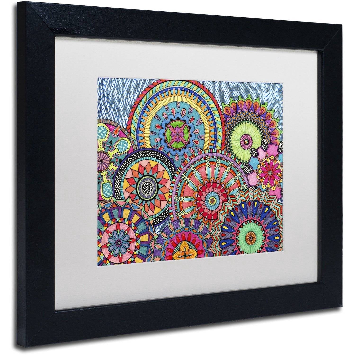 Trademark Fine Art "Mandala Parade" Canvas Art by Hello Angel, White Matte, Black Frame