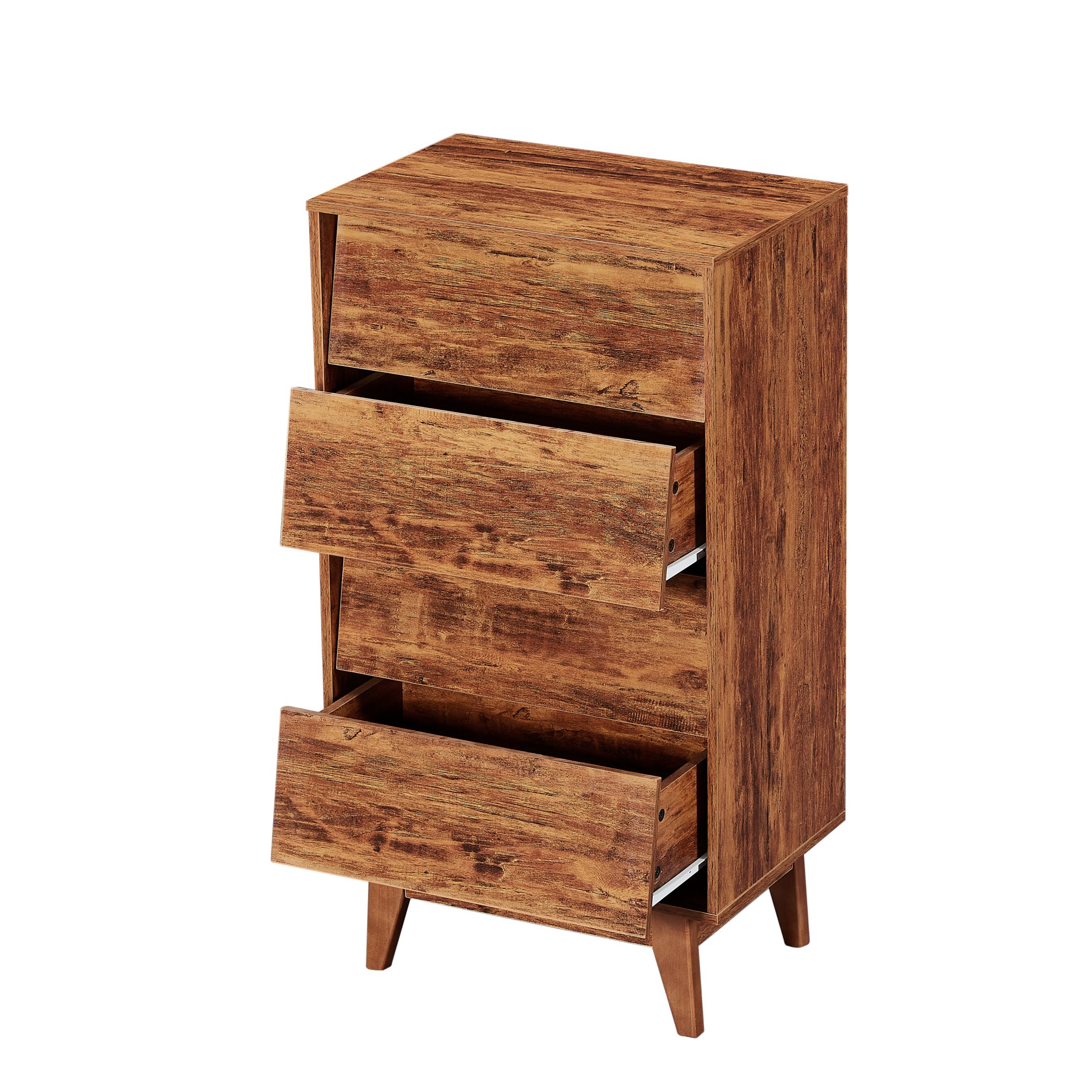 DEALTOPS Vintage Dresser with 4 Drawers in Bevel Design, Versatile Freestanding Storage Cabinet, Antique Walnut