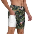 thumbnail image 3 of Picia Flamingos And Palm Leaves pattern Mens Swim Trunks with Compression Liner Stretch Beach Shorts Quick Dry with Zipper Pockets No-Chafing Board Shorts-XX-Large, 3 of 9