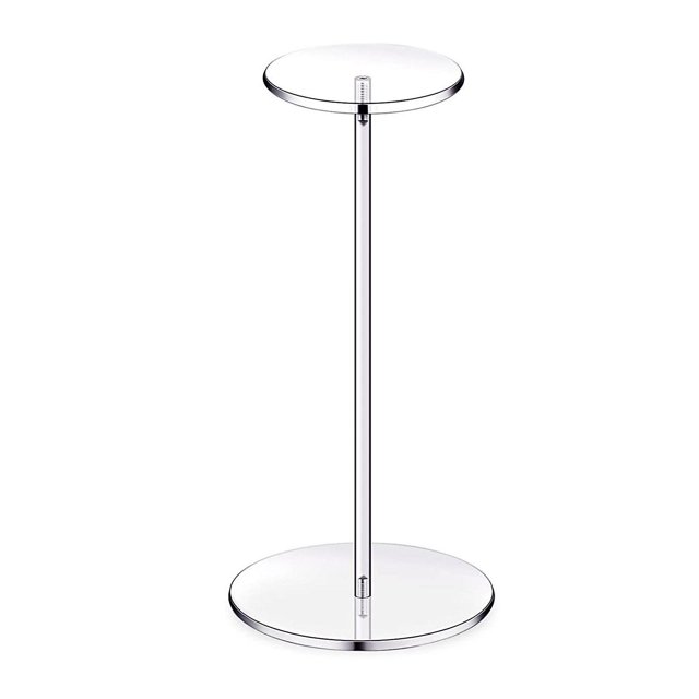 White box A Soportes elevadores de exhibición de Pedestal acrílico, estante para sombrero, estante de exhibición de mesa para peluca