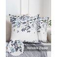 thumbnail image 2 of Waterproof Outdoor Throw Pillows with Inserts 18"x18" Set of 2, Navy Blue Leaves Soft Decorative Pillowcases for Couch Bedroom, Summer Botanical Pillow Covers for Sofa Living Room, 2 of 7