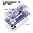 thumbnail image 2 of iPhone 16e Case, Rosebono Hybrid Dual Layer Graphic Design Pattern Heavy Duty Protection Case For iPhone 16e (Purple Flower), 2 of 4
