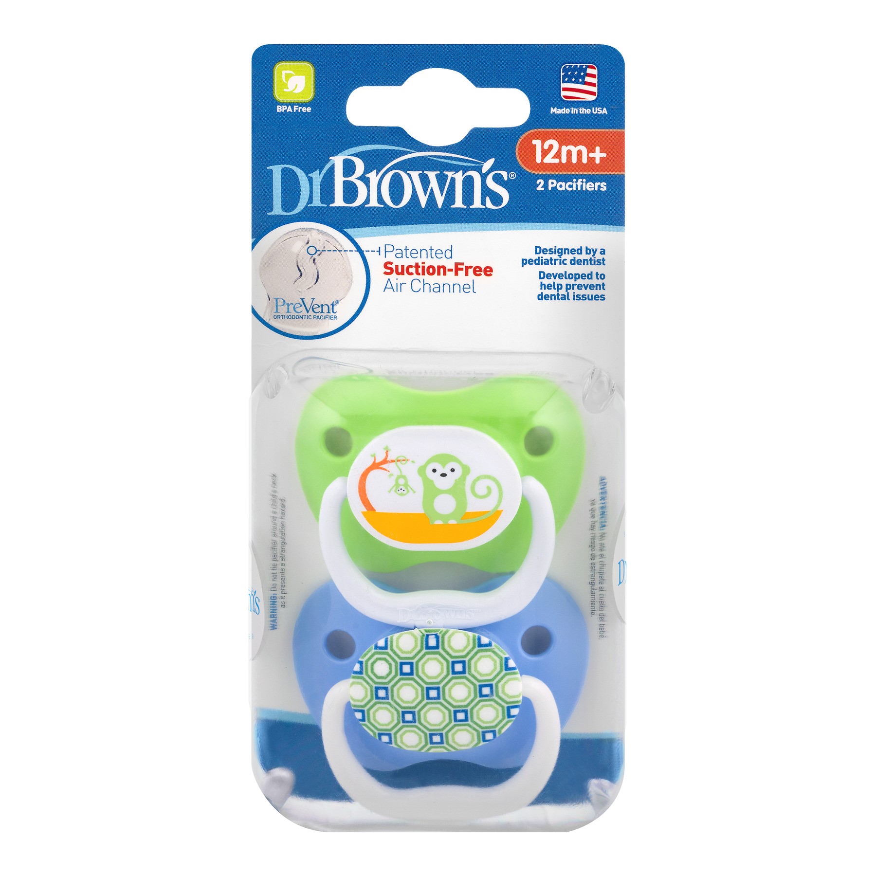 Dr. Brown's PreVent Orthodontic Pacifier, Stage 3, 12+ Months, BPAFree